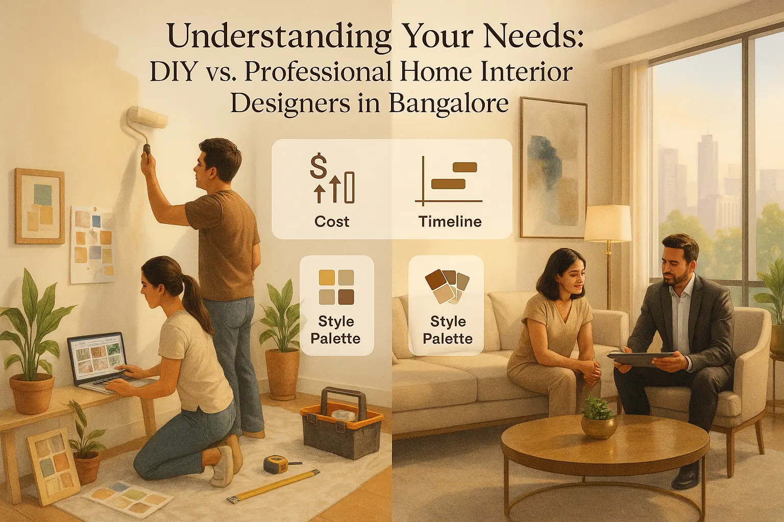 DIY vs Professional Home Interior Designers in Bangalore – Comparing personal decor planning with expert design consultation for modern homes