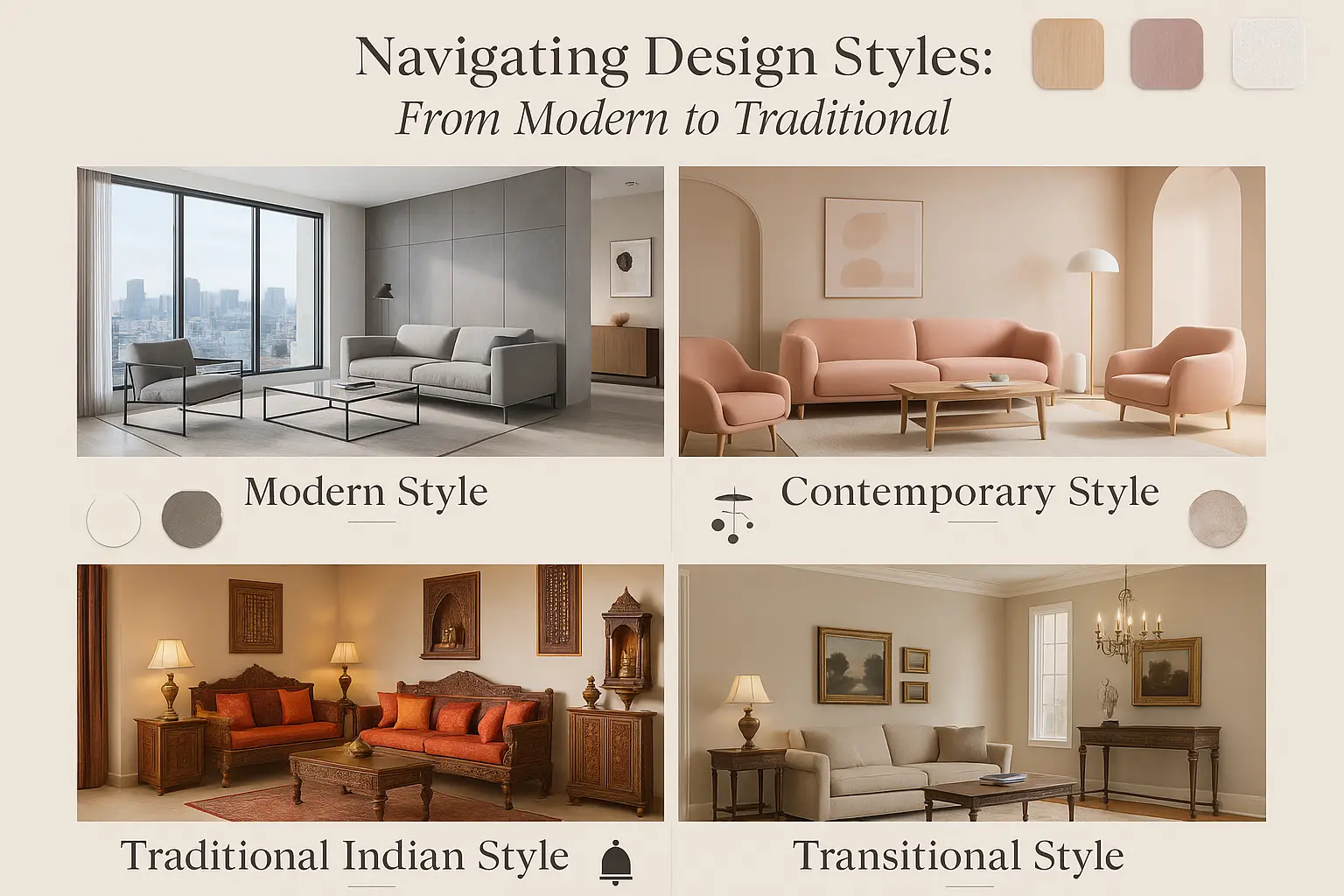 Modern to traditional interior design styles in Bangalore – Explore home design ideas blending contemporary, minimalist, and classic Indian aesthetics